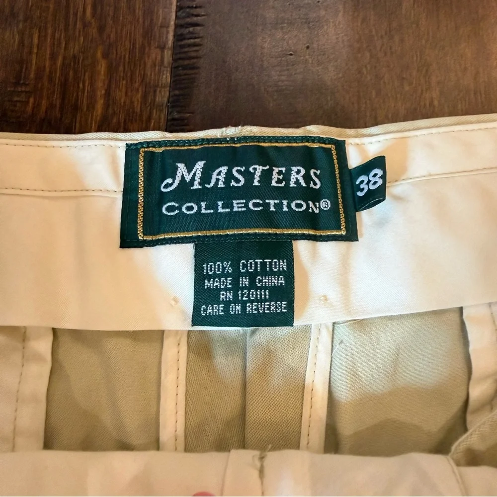Masters Collection Flat Front Khaki Pleated Shorts size 38 Golf Preppy